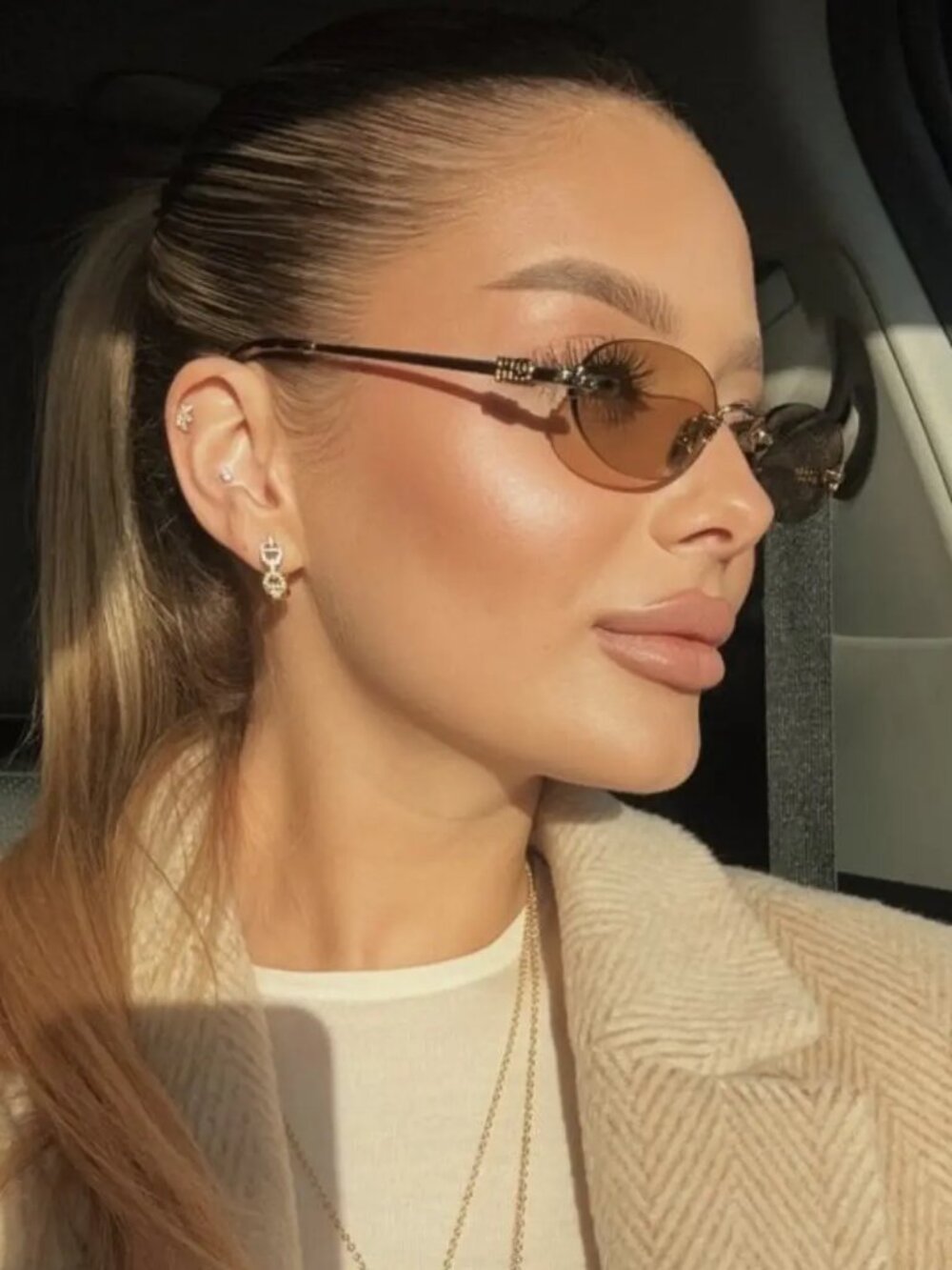 NEW MIU MIU SUNGLASSES, GOLD/CREAM MUA54S ZVN10R WOMEN MU A54S, SMU A54 EYEWEAR